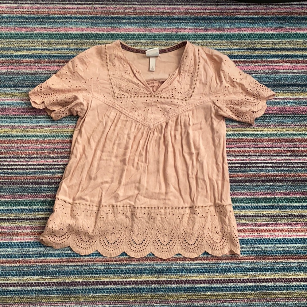 Pink v neck blouse